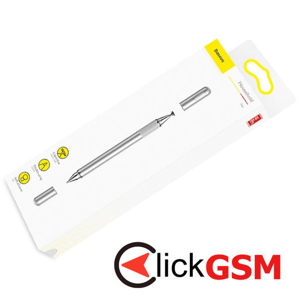 Baseus - Stylus Pen Golden Cudgel (ACPCL-0S) - Capacitive, with Precision Disc and Gel Pen, for iOS, Android - Silver