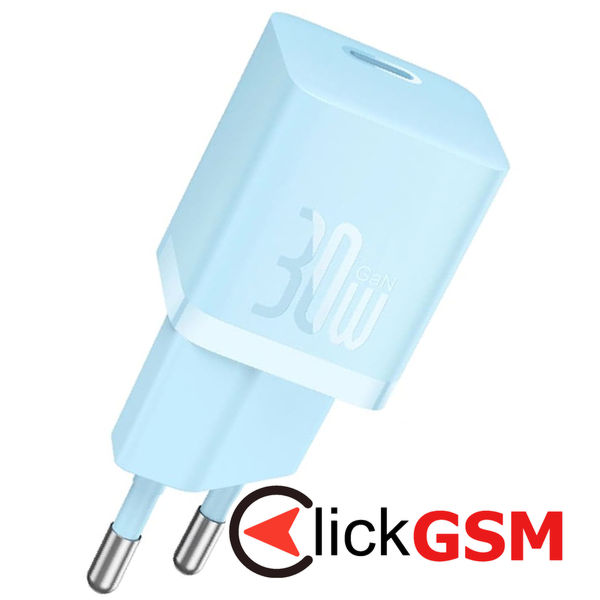 Baseus - Wall Charger (P10110902313-00) - GaN, Type-C, Fast Charging, 30W, with Cable Type-C, 100W, 1m - Galaxy Blue