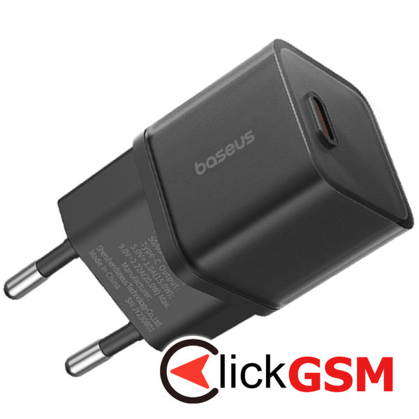 Baseus - Wall Charger Gallium Nitride (P10162504113-00) - GaN5S, Type-C, Fast Charge, 30W - Black