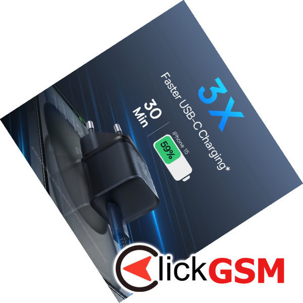 Baseus - Wall Charger Gallium Nitride (P10162504113-00) - GaN5S, Type-C, Fast Charge, 30W - Black