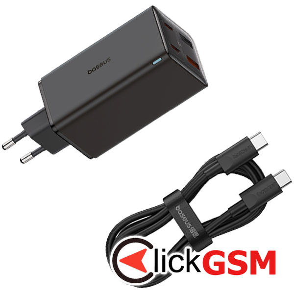 Baseus - Wall Charger GaN6 Pro (P10162705112-00) - 2x USB, 2x Type-C, 100W, with Cable Type-C, 100W, 20V, 5A, 1m - Black