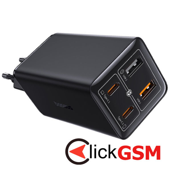 Baseus - Wall Charger GaN6 Pro (P10162705112-00) - 2x USB, 2x Type-C, 100W, with Cable Type-C, 100W, 20V, 5A, 1m - Black