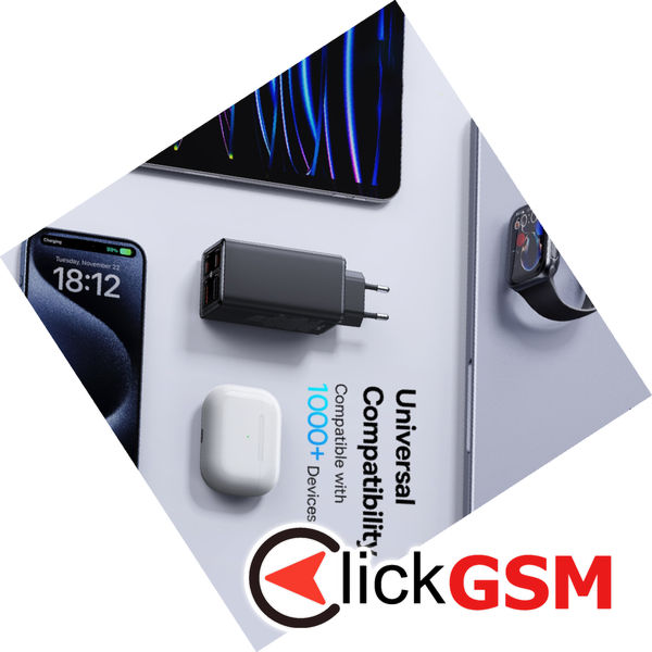 Baseus - Wall Charger GaN6 Pro (P10162705112-00) - 2x USB, 2x Type-C, 100W, with Cable Type-C, 100W, 20V, 5A, 1m - Black