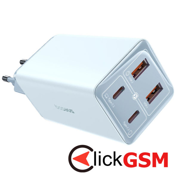 Baseus - Wall Charger GaN6 Pro (P10162705312-00) - 2x USB, 2x Type-C, 100W, with Cable Type-C, 100W, 20V, 5A, 1m - Blue