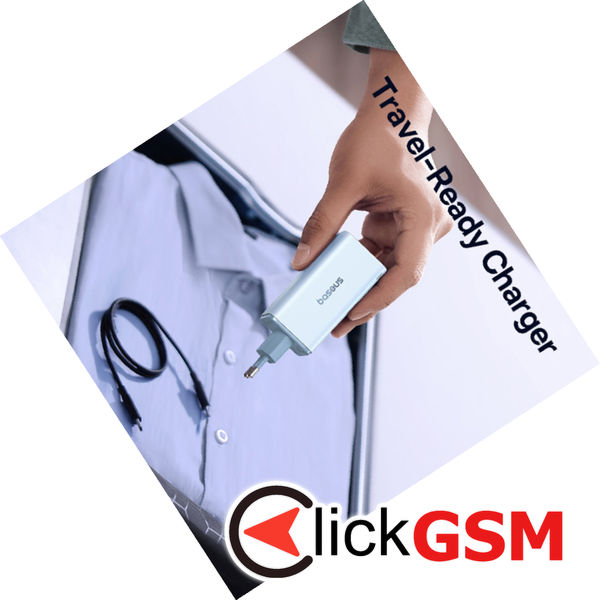 Baseus - Wall Charger GaN6 Pro (P10162705312-00) - 2x USB, 2x Type-C, 100W, with Cable Type-C, 100W, 20V, 5A, 1m - Blue