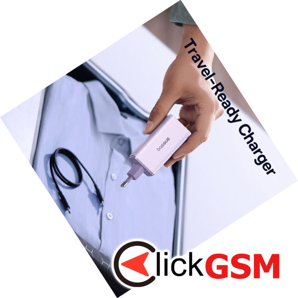 Baseus - Wall Charger GaN6 Pro (P10162705532-00) - 2x USB, 2x Type-C, 100W, with Cable Type-C, 100W, 20V, 5A, 1m - Purple