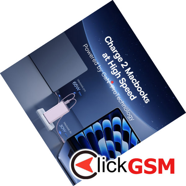 Baseus - Wall Charger GaN6 Pro (P10162705532-00) - 2x USB, 2x Type-C, 100W, with Cable Type-C, 100W, 20V, 5A, 1m - Purple