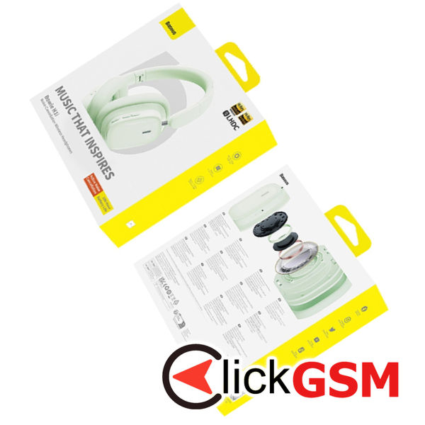 Baseus - Wireless Headphones Bowie H1i (A00050402633-00) - Noise-Cancellation, Bluetooth 5.3 - Natural Green