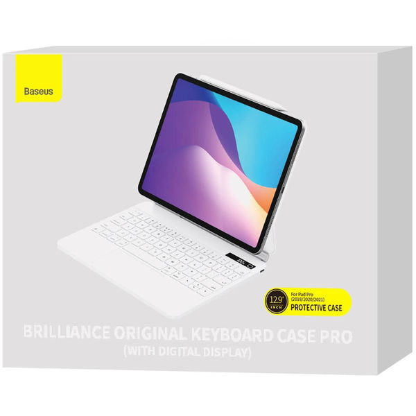 Baseus - Brilliance Magnetic Keyboard Case with Digital Display (ARJK020002) - iPad 10 (2022) 10.9 - White