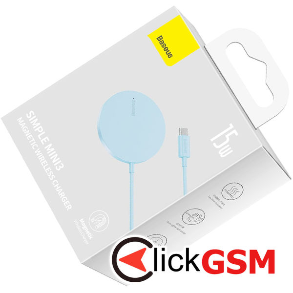 Baseus - Magnetic Wireless Charger Mini 3 (CCJJ040303) - 15W - Galaxy Blue