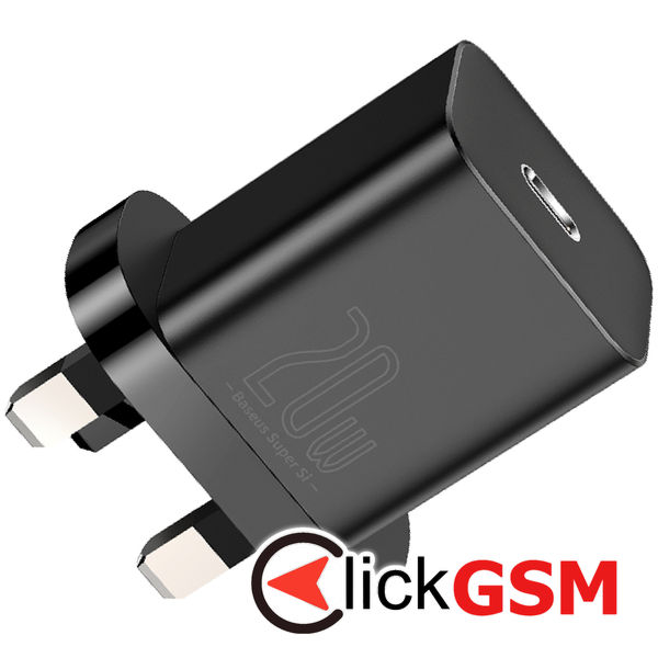 Baseus - Wall Charger Super Si (CCSUP-K01) - UK Plug, Type-C, Quick Charge 20W - Black