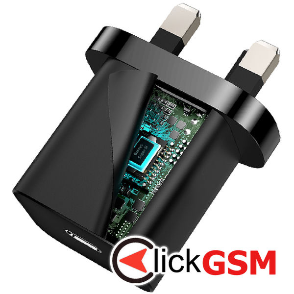 Baseus - Wall Charger Super Si (CCSUP-K01) - UK Plug, Type-C, Quick Charge 20W - Black