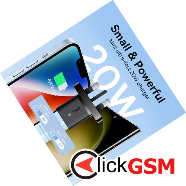 Baseus - Wall Charger (P10110907113-00) - UK Plug, Type-C, GaN5, Quick Charge 20W - Black