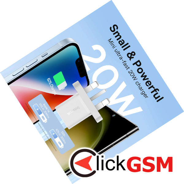 Baseus - Wall Charger (P10110907213-00) - UK Plug, Type-C, GaN5, Quick Charge 20W - White