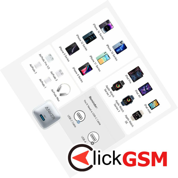 Anker - Wall Charger 512, Nano 3 (A2346G21) - Type-C, 20W, PowerIQ 3.0 - White