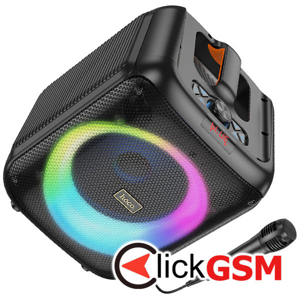 Hoco - Wireless Speaker Graceful (HA1) - Bluetooth V5.1, TF Card, USB, AUX, TWS, RGB Lights, 3600mAh, with Microphone - Black