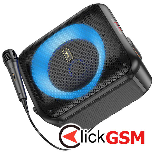 Hoco - Wireless Speaker Graceful (HA1) - Bluetooth V5.1, TF Card, USB, AUX, TWS, RGB Lights, 3600mAh, with Microphone - Black