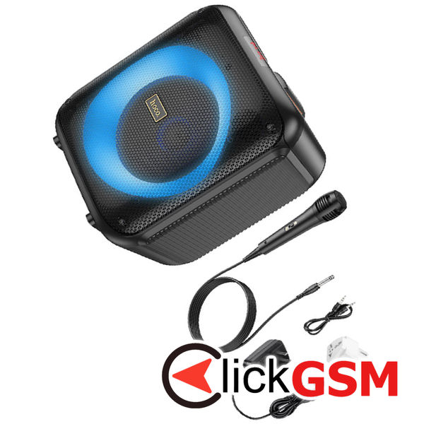 Hoco - Wireless Speaker Graceful (HA1) - Bluetooth V5.1, TF Card, USB, AUX, TWS, RGB Lights, 3600mAh, with Microphone - Black