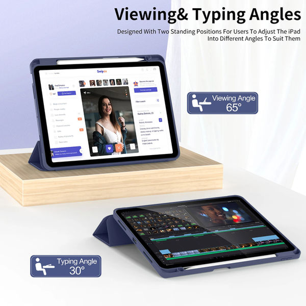 Techsuit - Flex Trifold (with Pencil Holder) - iPad Air 4 (2020) / Air 5 (2022) - Black