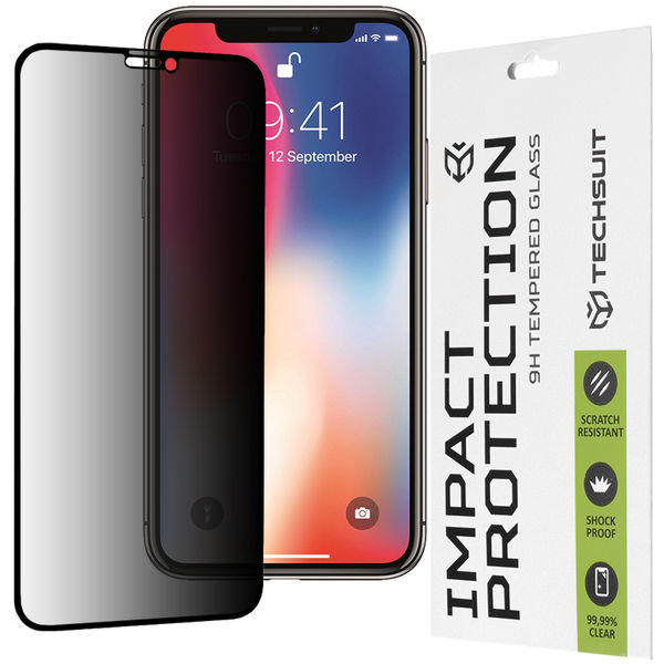 Techsuit - 111D Privacy Full Glue - iPhone X / iPhone XS / iPhone 11 Pro - Black