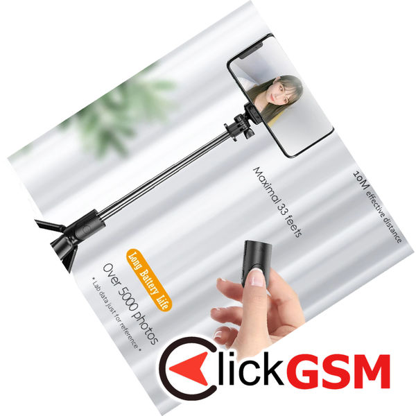 Techsuit - Selfie Stick (S03) - Stable and Compact Tripod Mount with Bluetooth Remote Control, 68cm - Black