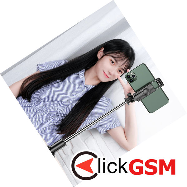 Techsuit - Selfie Stick (S03) - Stable and Compact Tripod Mount with Bluetooth Remote Control, 68cm - Black