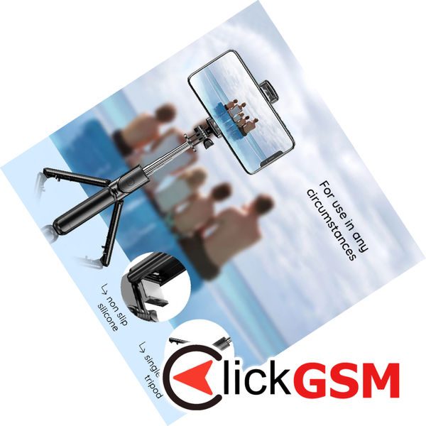 Techsuit - Selfie Stick (S03) - Stable and Compact Tripod Mount with Bluetooth Remote Control, 68cm - Black