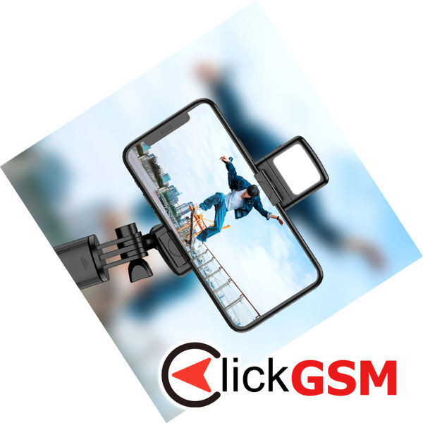 Techsuit - Mini Selfie Stick (S03-S) - Stable & Compact Tripod Mount, Bluetooth Remote Control, LED Light, 67cm - Black