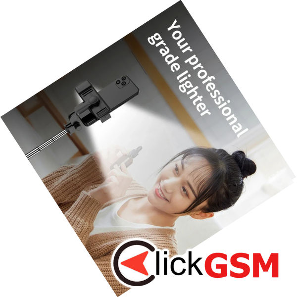 Techsuit - Mini Selfie Stick (S03-S) - Stable & Compact Tripod Mount, Bluetooth Remote Control, LED Light, 67cm - Black