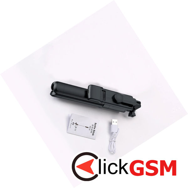 Techsuit - Mini Selfie Stick (S03-S) - Stable & Compact Tripod Mount, Bluetooth Remote Control, LED Light, 67cm - Black