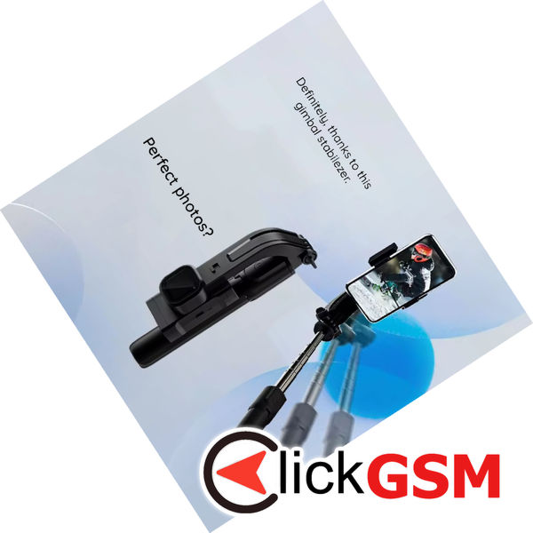 Techsuit - Selfie Stick Gimbal (C06) - Compact Tripod Mount with Bluetooth Remote Control, LED Fill Light, 360, 76cm - Black