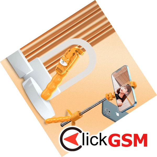 Techsuit - Mini Selfie Stick (KT01) - Compact Tripod Mount with Detachable Remote Control, 70cm - Orange