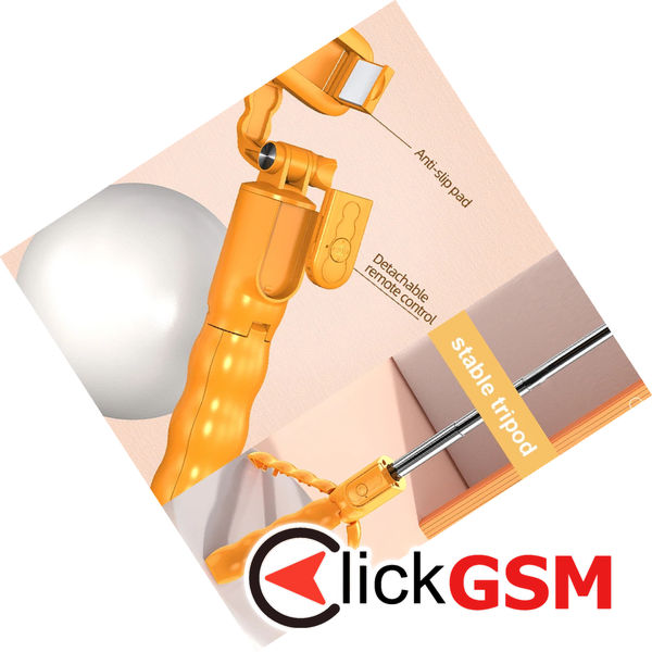 Techsuit - Mini Selfie Stick (KT01) - Compact Tripod Mount with Detachable Remote Control, 70cm - Orange