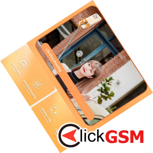 Techsuit - Mini Selfie Stick (KT01) - Compact Tripod Mount with Detachable Remote Control, 70cm - Orange