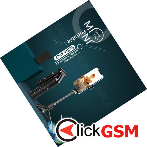 Techsuit - Mini Selfie Stick (K03) - Compact Tripod Mount with Bluetooth Remote Control, Foldable, 70cm - Black