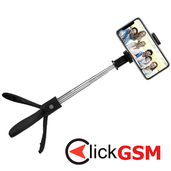 Techsuit - Selfie Stick (K06) - Stable Tripod with Bluetooth Remote Control, Foldable, 360 Rotation, 70cm - Black
