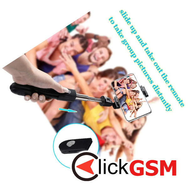 Techsuit - Selfie Stick (K06) - Stable Tripod with Bluetooth Remote Control, Foldable, 360 Rotation, 70cm - Black