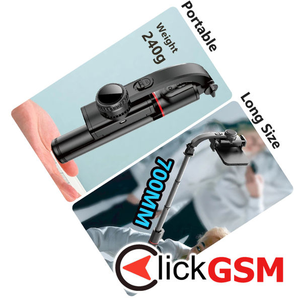 Techsuit - Selfie Stick (L19) - Stable Monopod/Tripod with Bluetooth Remote Control, 400mAh, 70cm - Black