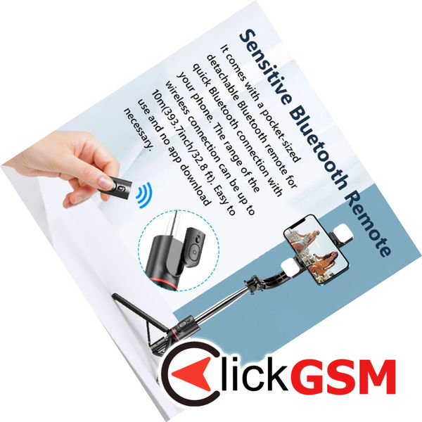 Techsuit - Selfie Stick (L13d) - Stable Tripod with Double Fill Light, Bluetooth Remote Control, 360, 116cm - Black