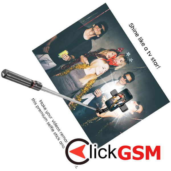 Techsuit - Selfie Stick (L13d) - Stable Tripod with Double Fill Light, Bluetooth Remote Control, 360, 116cm - Black