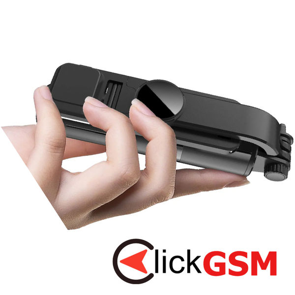 Techsuit - Mini Selfie Stick (L10s) - Stable Tripod with Bluetooth Remote Control and Fill Light, 70cm - Black