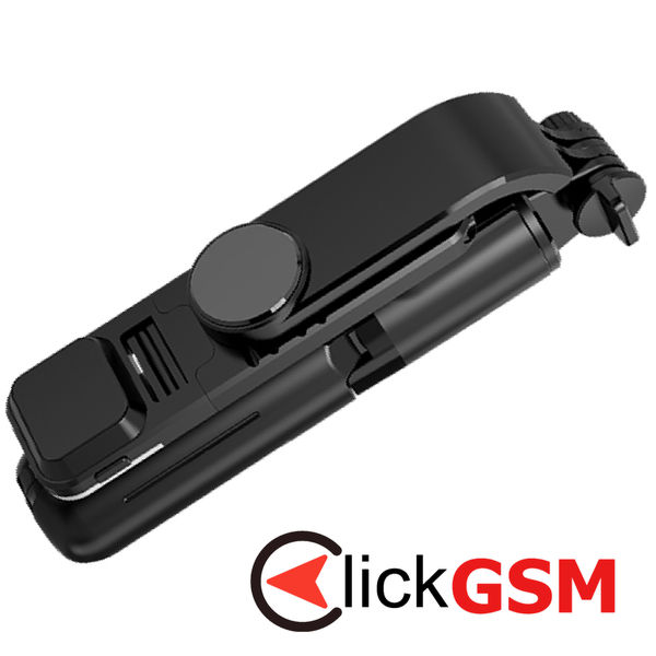 Techsuit - Mini Selfie Stick (L11s) - Stable Tripod with Bluetooth Remote Control and LED Light, 75cm - Black