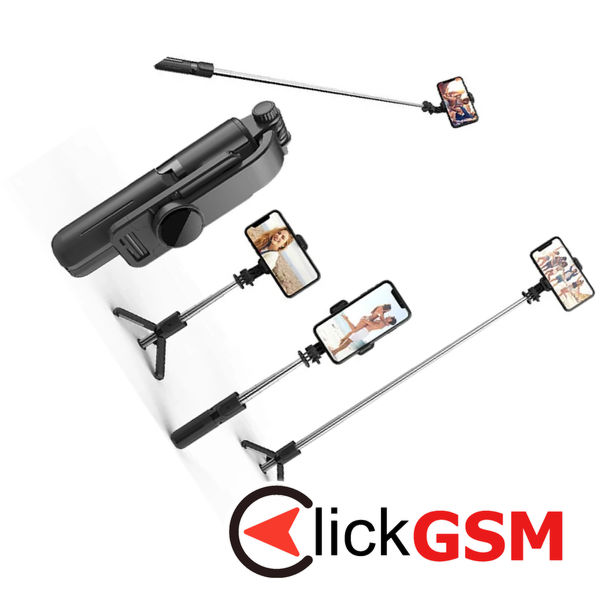 Techsuit - Mini Selfie Stick (L11) - Stable Tripod with Bluetooth Self Timer, 360 Rotation, 73cm - Black