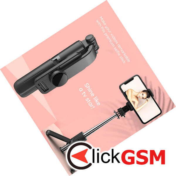 Techsuit - Mini Selfie Stick (L11) - Stable Tripod with Bluetooth Self Timer, 360 Rotation, 73cm - Black