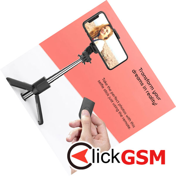 Techsuit - Mini Selfie Stick (L11) - Stable Tripod with Bluetooth Self Timer, 360 Rotation, 73cm - Black