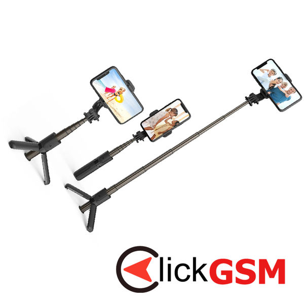 Techsuit - Mini Selfie Stick (L10) - Stable Tripod with Bluetooth Remote Control, 360 Rotation, Aluminium Alloy, 68cm - Black