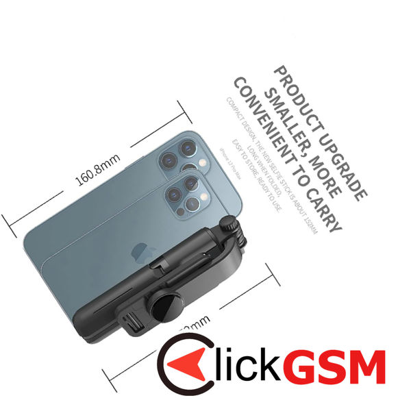 Techsuit - Mini Selfie Stick (L10) - Stable Tripod with Bluetooth Remote Control, 360 Rotation, Aluminium Alloy, 68cm - Black