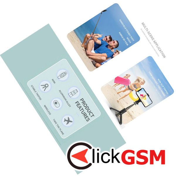 Techsuit - Mini Selfie Stick (L10) - Stable Tripod with Bluetooth Remote Control, 360 Rotation, Aluminium Alloy, 68cm - Black