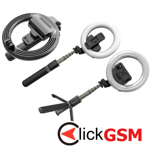 Techsuit - Selfie Stick (L07) - Stable Tripod with Bluetooth Remote Control and Beauty Ring Light, 90cm - Black