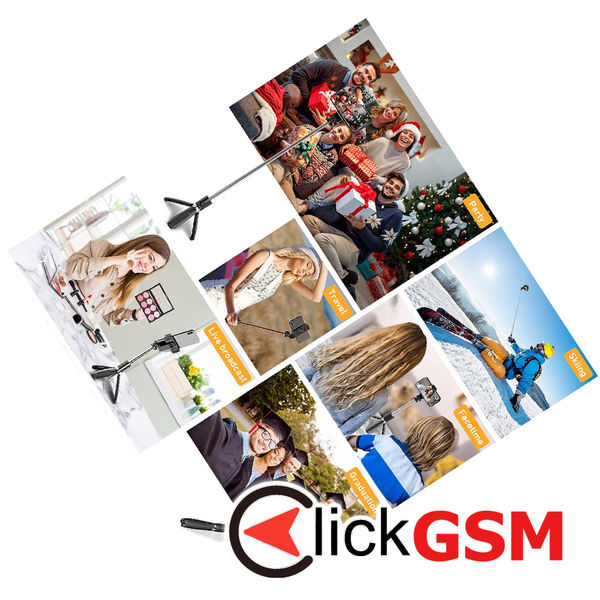 Techsuit - Selfie Stick (L02) - Stable Tripod with Bluetooth Remote Control, GoPro Compatible, 360 Rotation, 100cm - Black